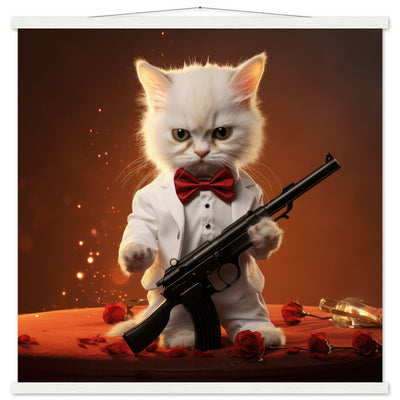 Póster semibrillante de gato con colgador 