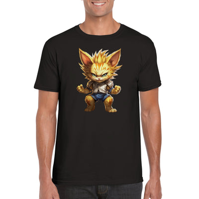 Camiseta unisex estampado de gato "Saiyajin con garras" Gelato