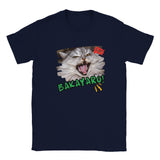 Camiseta Junior Unisex Estampado de Gato "Grito Cómico" Navy