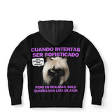 Sudadera deportiva con capucha unisex estampado de gato "Elegancia Gatuna" Subliminator