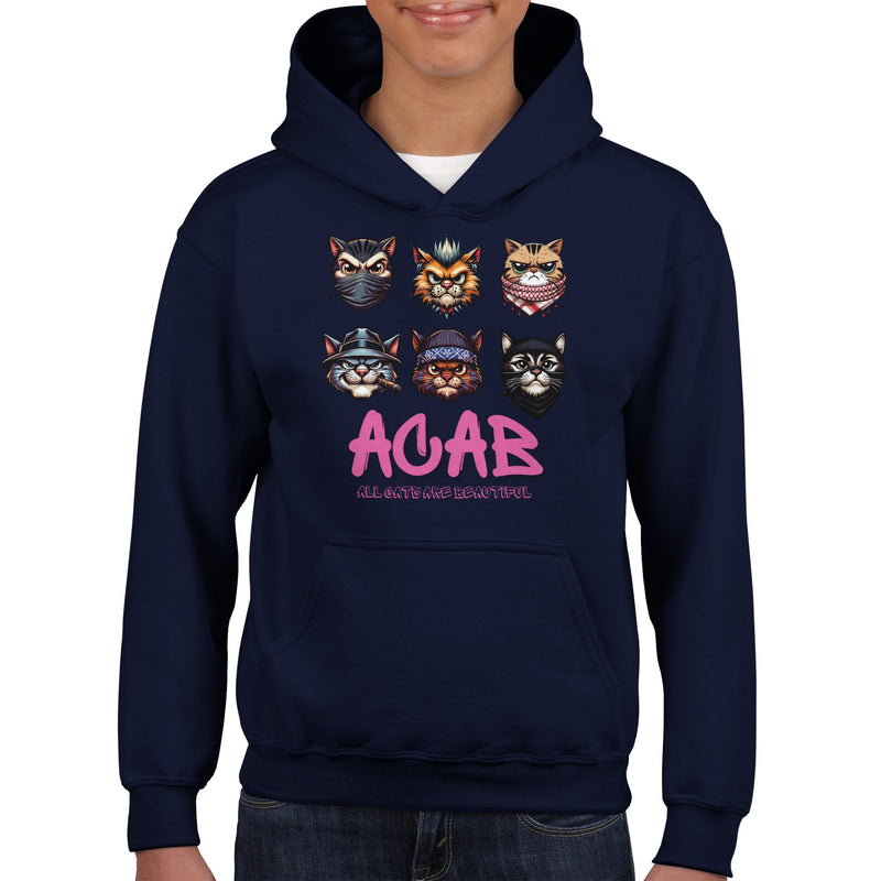 Sudadera con capucha júnior estampado de gato "Michis Anarquistas" Michilandia | La tienda online de los fans de gatos