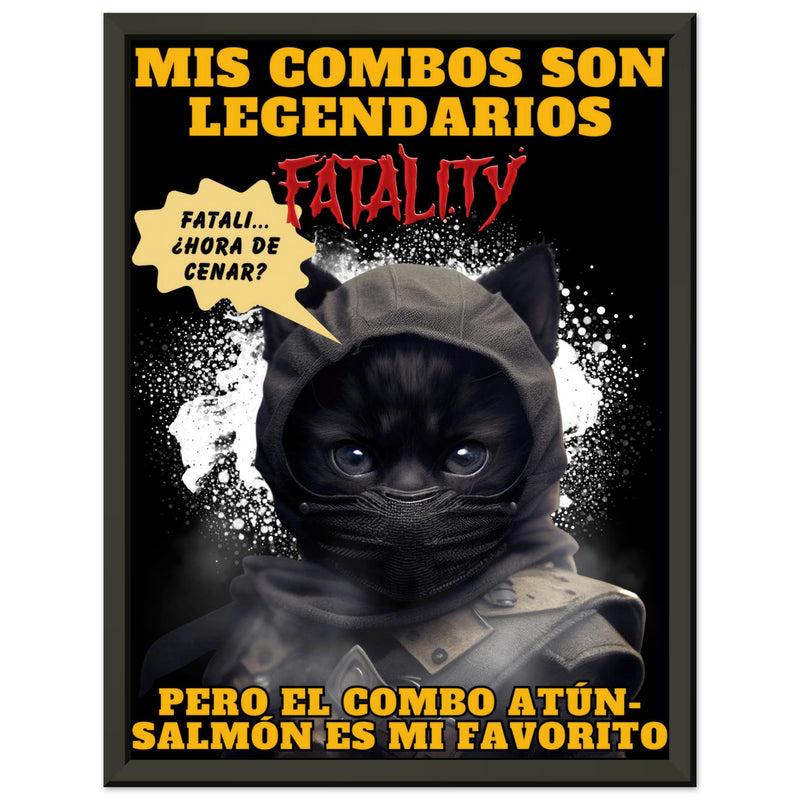 Póster Semibrillante de Gato con Marco Metal "Noob Catbot" Michilandia | La tienda online de los amantes de gatos