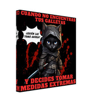 Lienzo de gato "El Ninja de las Galletas" 30x30 cm / 12x12″