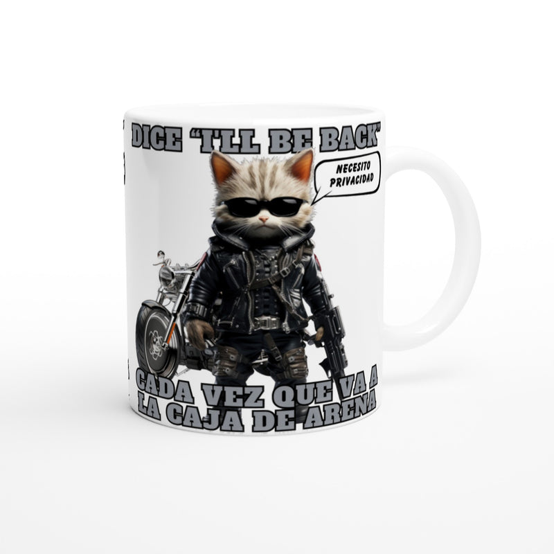 Taza blanca con impresión de gato "I'll Be Back" Michilandia | La tienda online de los amantes de gatos