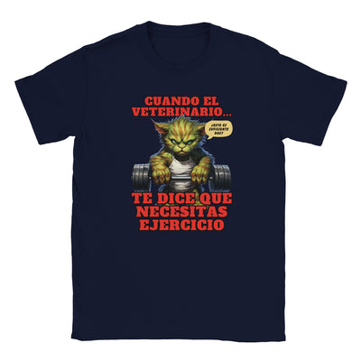 Camiseta júnior unisex estampado de gato "Michi Hulk en el Gym" Michilandia | La tienda online de los amantes de gatos