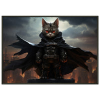 Póster semibrillante de gato con marco metal "Vigilante Felino"