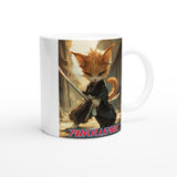 Taza Blanca con Impresión de Gato "Gatito Shinigami" Michilandia | La tienda online de los fans de gatos