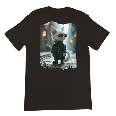 Camiseta Prémium Unisex Impresión Trasera de Gato 