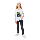 Camiseta júnior unisex estampado de gato "Gigante Esmeralda"