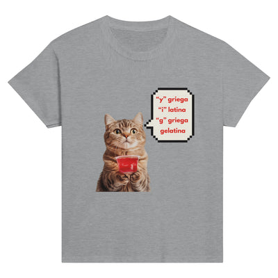 Camiseta Junior Unisex Estampado de Gato "Gelatina" Michilandia