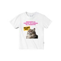 Camiseta júnior unisex estampado de gato "Mira Quién Habla" Michilandia | La tienda online de los amantes de gatos