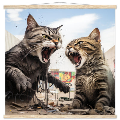 Póster semibrillante de gato con colgador "Graffiti Showdown" Gelato