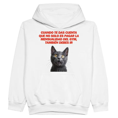 Sudadera con capucha júnior estampado de gato 