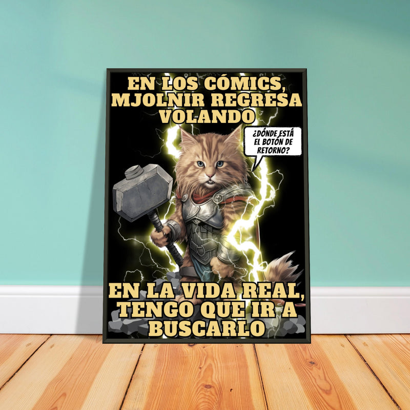 Póster Semibrillante de Gato con Marco Metal 