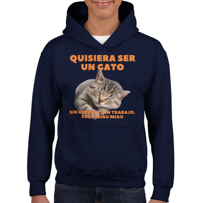 Sudadera con capucha júnior estampado de gato "Vida de Miau" Michilandia | La tienda online de los fans de gatos