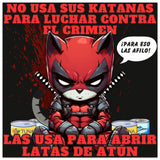 Panel de aluminio impresión de gato "Katanas y Latas" Michilandia | La tienda online de los amantes de gatos