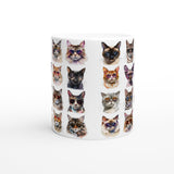 Taza Blanca con Impresión de Gato "Cool Cats" Michilandia | La tienda online de los fans de gatos
