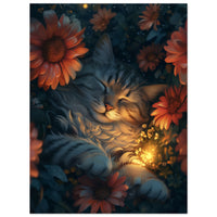 Panel de aluminio impresión de gato "Noche Floral Felina" Michilandia | La tienda online de los fans de gatos