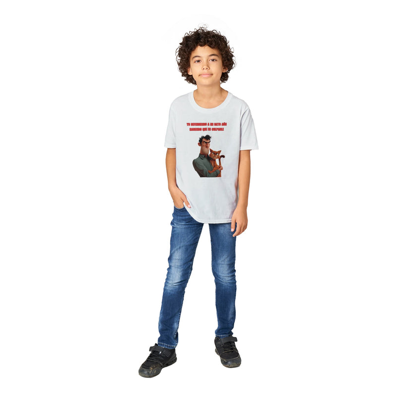 Camiseta Junior Unisex Estampado de Gato "Cómplice Felino" Michilandia