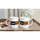 Taza Blanca con Impresión de Gato "Purr Hub" Michilandia | La tienda online de los fans de gatos