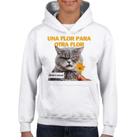 Sudadera con capucha júnior estampado de gato "Antojos Felinos" Michilandia | La tienda online de los fans de gatos