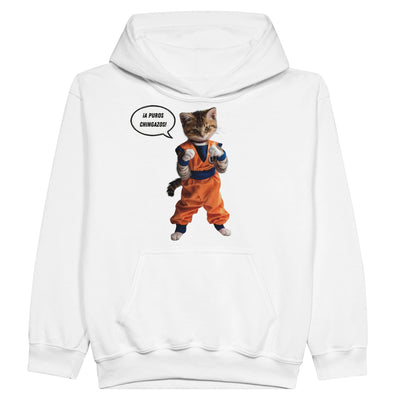 Sudadera con capucha júnior estampado de gato 