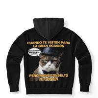 Sudadera deportiva con capucha unisex estampado de gato "Dilema de Gala" Subliminator