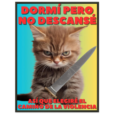 Póster Semibrillante de Gato con Marco Metal 