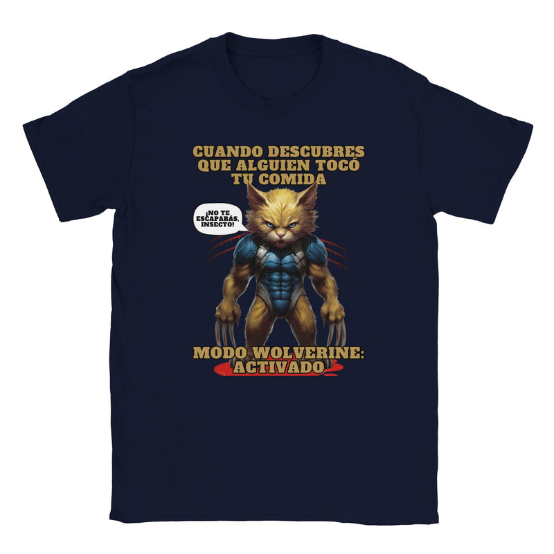 Camiseta unisex estampado de gato "Modo Wolverine" Michilandia | La tienda online de los fans de gatos