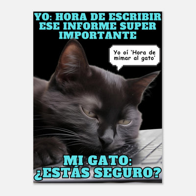 Panel de aluminio impresión de gato "Hora de mimar al gato" Michilandia | La tienda online de los amantes de gatos