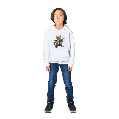 Sudadera con capucha júnior estampado de gato "Saiyajin Rockstar" Michilandia | La tienda online de los fans de gatos