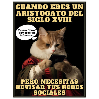 Póster Semibrillante de Gato con Marco Metal 