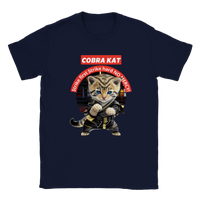 Camiseta unisex estampado de gato "COBRA KAT" Navy