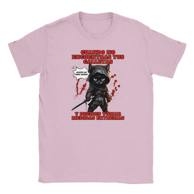 Camiseta júnior unisex estampado de gato "El Ninja de las Galletas" Michilandia | La tienda online de los amantes de gatos