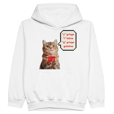 Sudadera con capucha júnior estampado de gato 