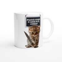 Taza Blanca con Impresión de Gato "Panchito y Su Camino" Michilandia | La tienda online de los fans de gatos