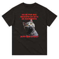 Camiseta Unisex Estampado de Gato "Sorpresa Burocrática" Michilandia | La tienda online de los fans de gatos