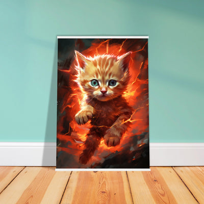 Póster semibrillante de gato con colgador 