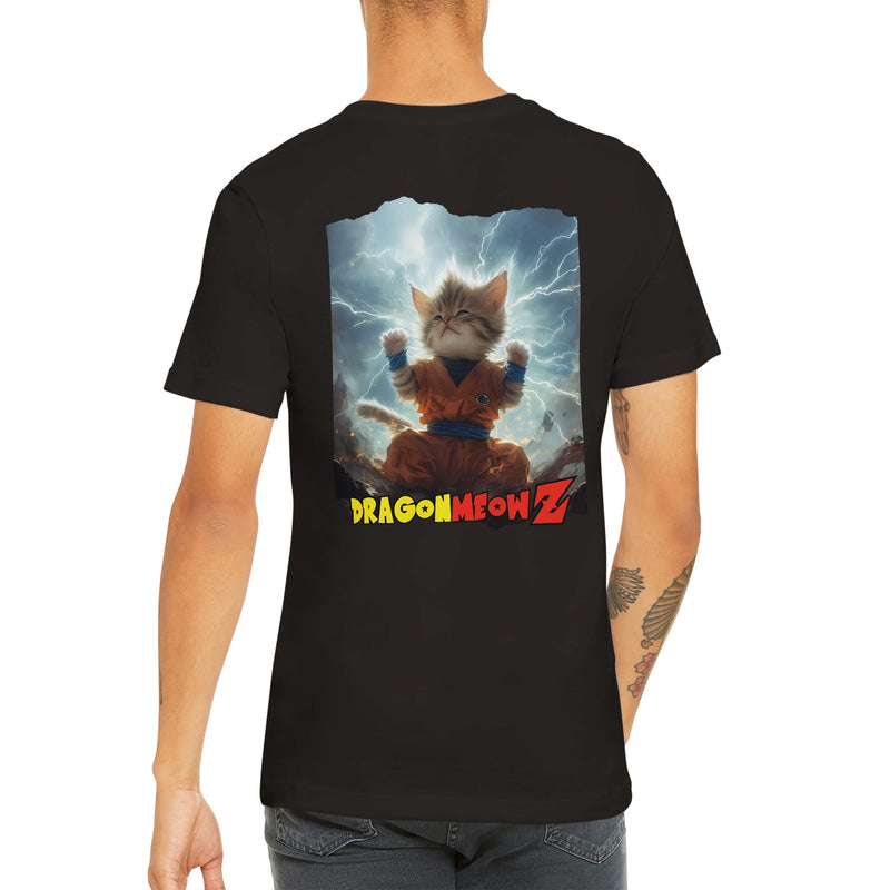 Camiseta Prémium Unisex Impresión Trasera de Gato 