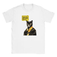 Camiseta júnior unisex estampado de gato "Bruce Michi Lee" Michilandia | La tienda online de los amantes de gatos