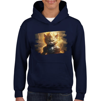 Sudadera con capucha júnior estampado de gato "El Último Saiyajin Felino" Michilandia | La tienda online de los fans de gatos