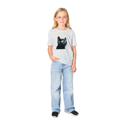 Camiseta Junior Unisex Estampado de Gato "Ojos Divertidos" Michilandia