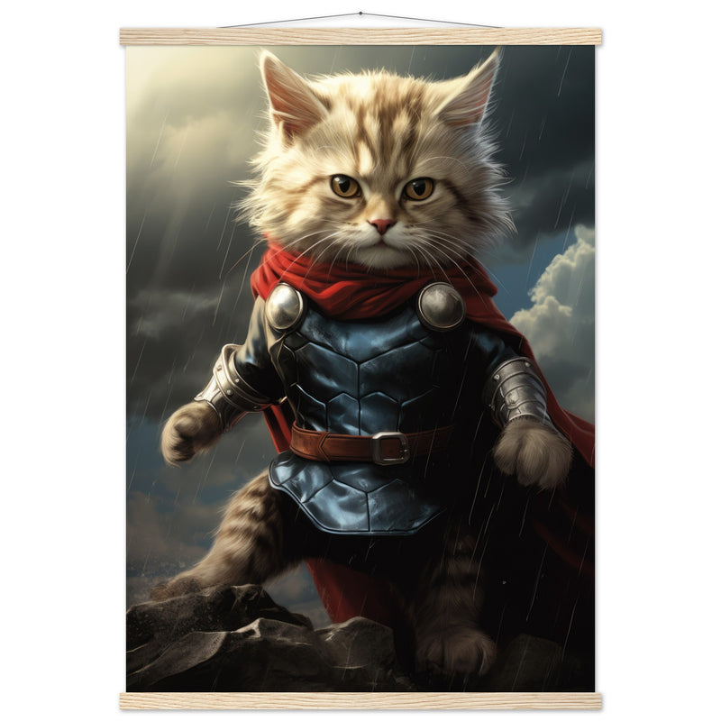 Póster semibrillante de gato con colgador "Thor Felino" Gelato