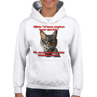 Sudadera con capucha júnior estampado de gato 