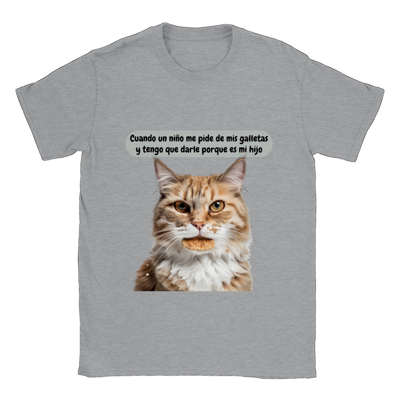 Camiseta unisex estampado de gato "Mis Galletas" Gelato