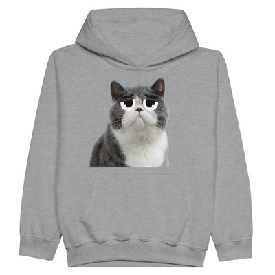 Sudadera con capucha júnior estampado de gato "Triste pero Gracioso" Michilandia