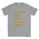 Camiseta unisex estampado de gato "En el regazo" Sports Grey