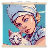 Póster semibrillante de gato con colgador "La Enfermera Gatuna" Gelato
