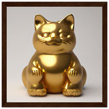 Póster semibrillante de gato con marco de madera "Buda Gatuno" Gelato