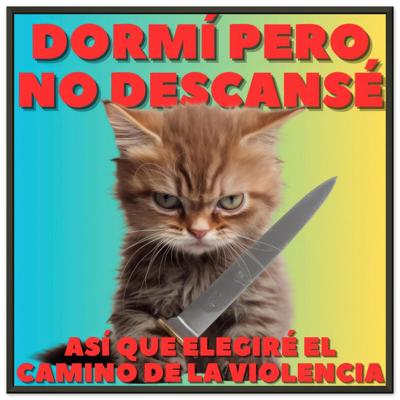 Póster Semibrillante de Gato con Marco Metal "Amanecer Agresivo" Michilandia | La tienda online de los fans de gatos